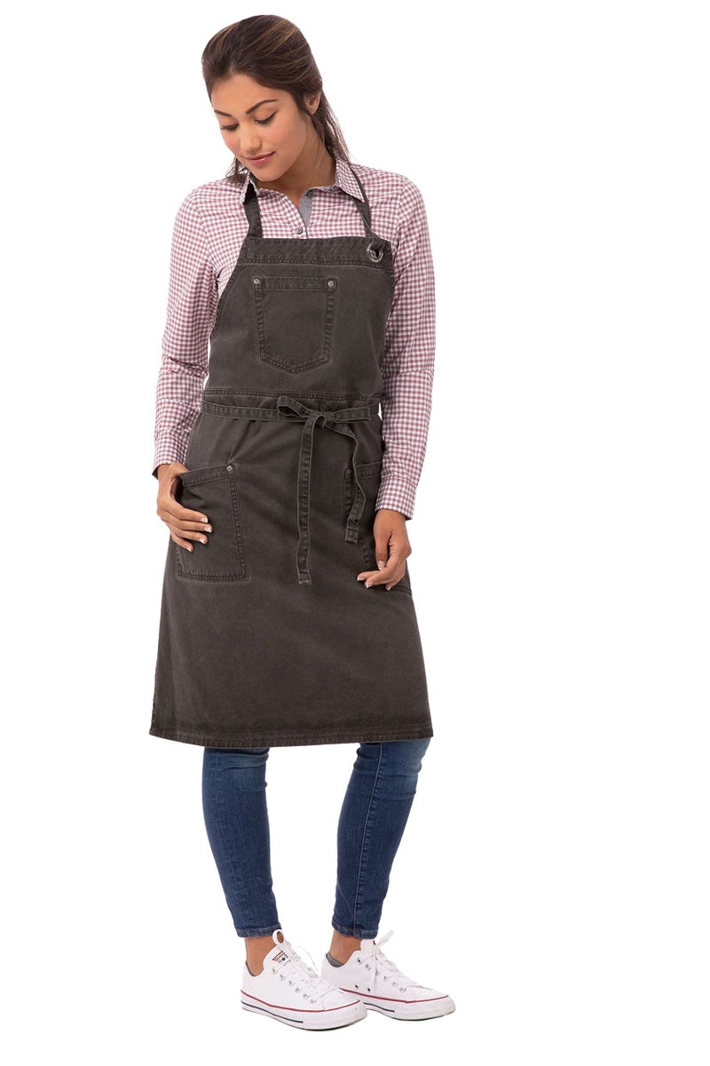 Chef Works Unisex Dorset Bib Apron, Pewter, One Size - Image 1